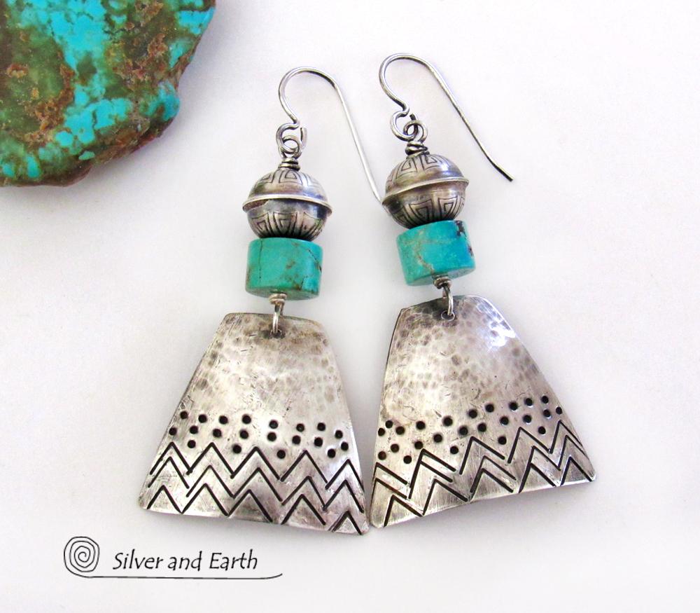 Sterling Silver Earrings With Turquoise - Southwestern Style Jewelry ...